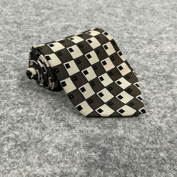 Di Moggio Men's Tie Gray 100% Silk Classic‎ Hand Made Geometric Necktie - Picture 1 of 5
